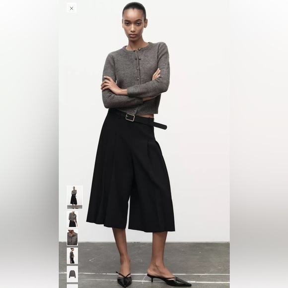 Zara Cardigan Metallic Buttons Grey Brown Size Small - Picture 8 of 8